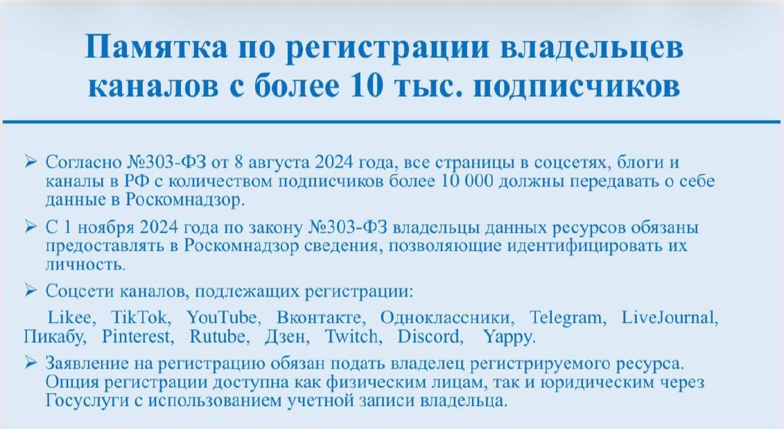 Инструкция для физлиц по регистрации владельцев каналов с более 10 тыс. подписчиков
